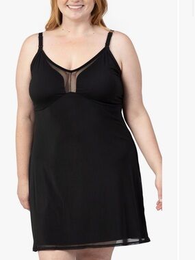 Kindred Bravely Black Maternity Aurora Mesh Nursing Nightgown  Large